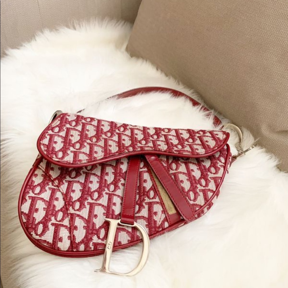 Burgundy Vintage Dior purse from 70’s-80’s era